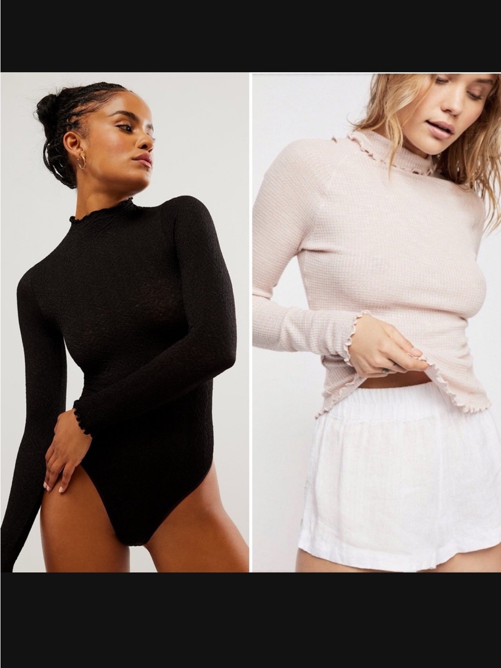 Bundle of Intimately Free People Mock Neck Long Sleeve Top & Bodysuit XS/S